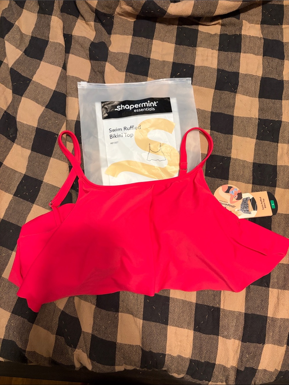 NWT Shapermint Swim Ruffled Bikini Top - Hot Pink